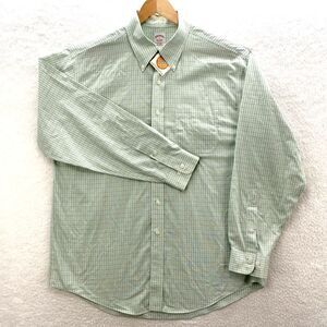 Brooks Brothers Shirt Men's Large Green Plaid Non-Iron The Original Polo Shirt